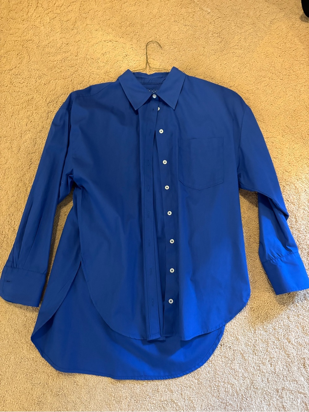 Anthropologie Maeve Royal Blue Long-Sleeve Button-Up Blouse